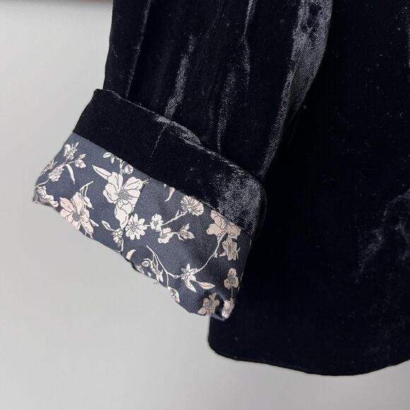 Sundance Monte Rosa Blazer Womens 6 Black Velvet Button Floral Jacket Silk NEW - Picture 8 of 15